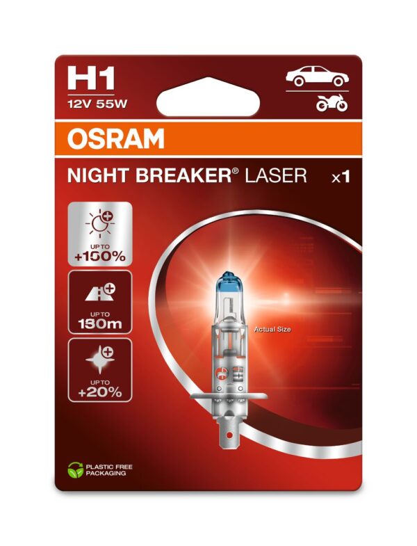 OSRAM NIGHT BREAKER LASER 64150NL-1BL H1 P14,5s 12V 55W