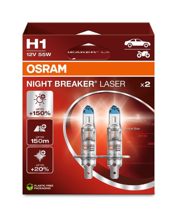 OSRAM NIGHT BREAKER LASER 64150NL-2HB H1 P14,5s 12V 55W