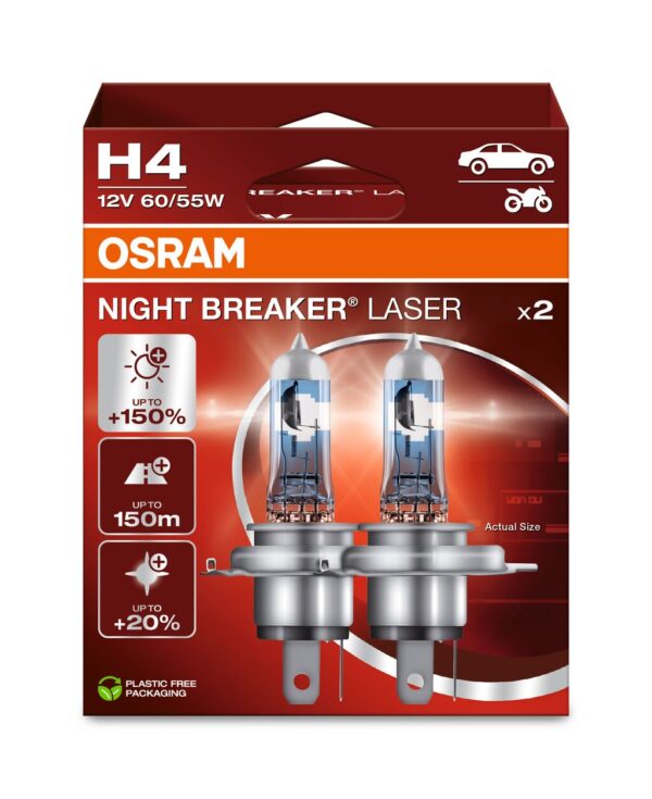OSRAM NIGHT BREAKER LASER 64193NL-2HB H4 P43t 12V 60/55W