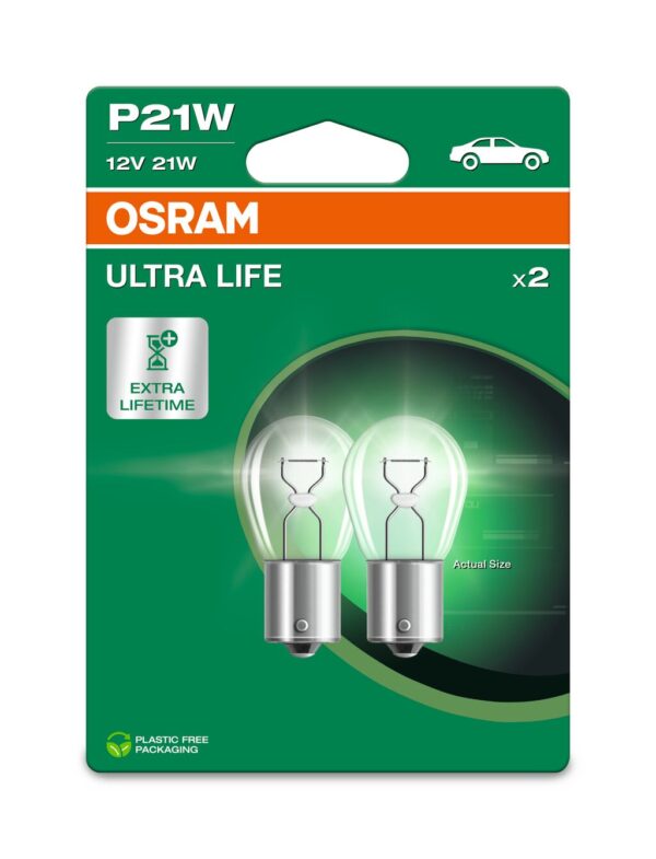 OSRAM ULTRALIFE 7506ULT-2BL P21W BA15s 12V 21W