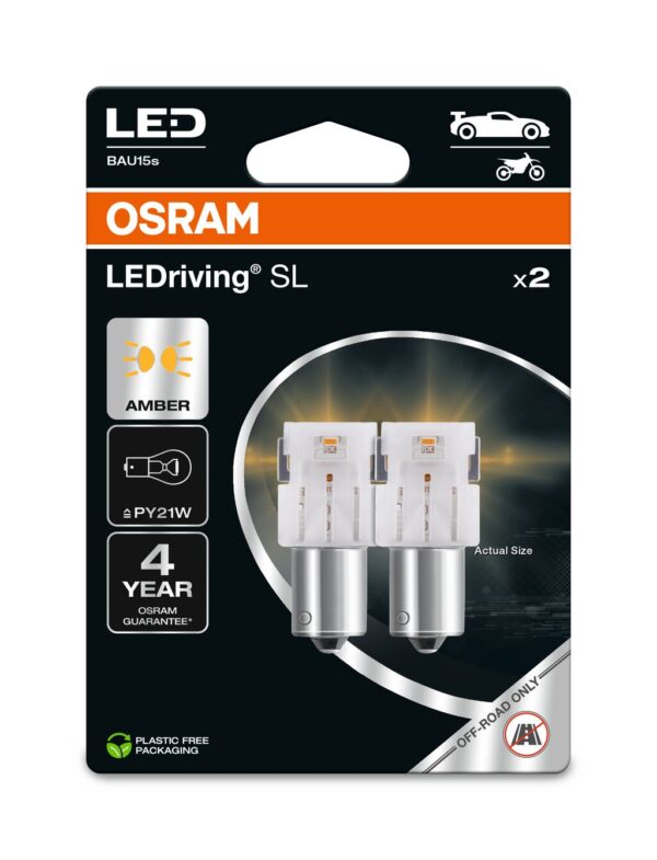OSRAM LEDrivin SL 7507DYP-2BL ~PY21W BAU15s 12V 1,3W