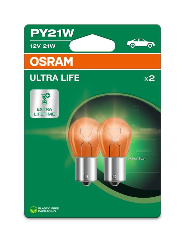 OSRAM ULTRALIFE 7507ULT-2BL PY21W BAU15s 12V 21W