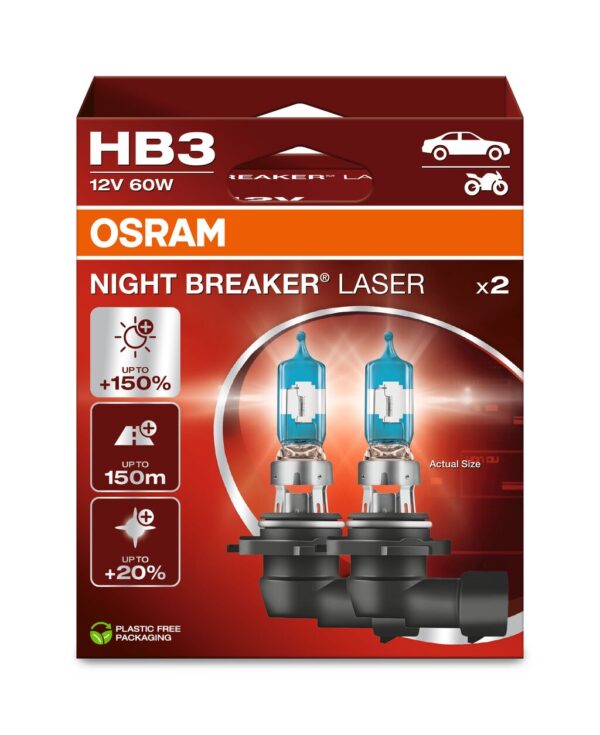 OSRAM NIGHT BREAKER LASER 9005NL-2HB HB3 P20d 12V 60W