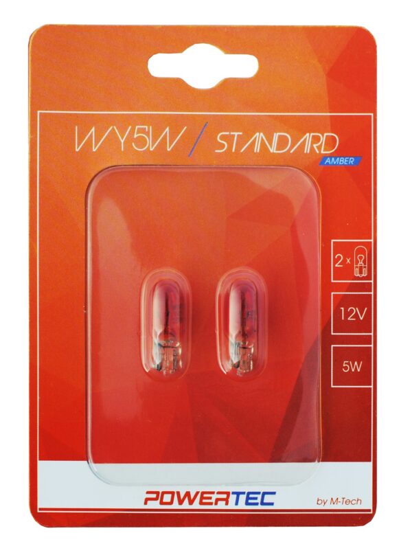ptz28-02b Powertec Standard W5W T10 5W Wedge 12V AMBER blister