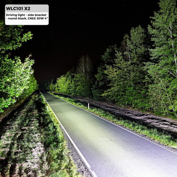 wlc101_3 Sõidutuli – külgklamber – ümmargune must, CREE 50W 4-tolline koht