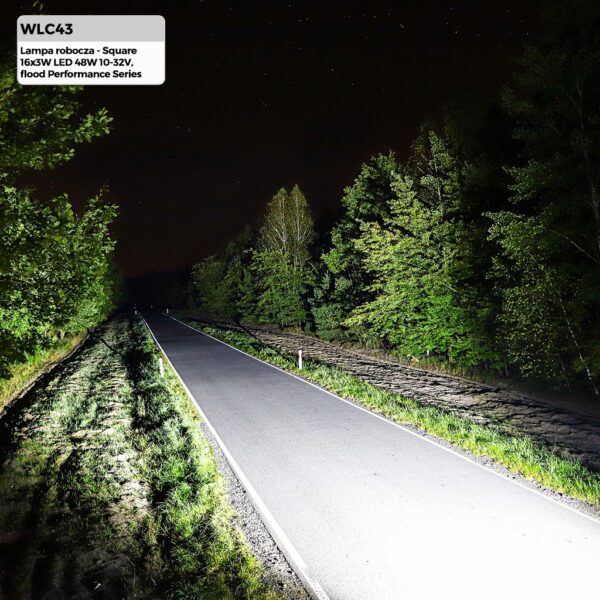 wlc43_05 Töövalgusti – jõudlusseeria – ruudukujuline 16 x 3 W LED 48 W 10–32 V üleujutus