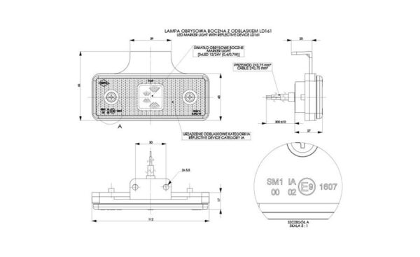 wmlhor161_2 HORPOL LED gabariidituli - HOR42 LD161 oranž helkuriga, rippuv 12/24V ECE