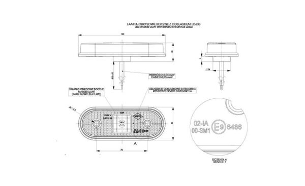 wmlhor633_2 HORPOL LED gabariidituli - HOR61 LD633 oranž helkuriga 12/24V ECE