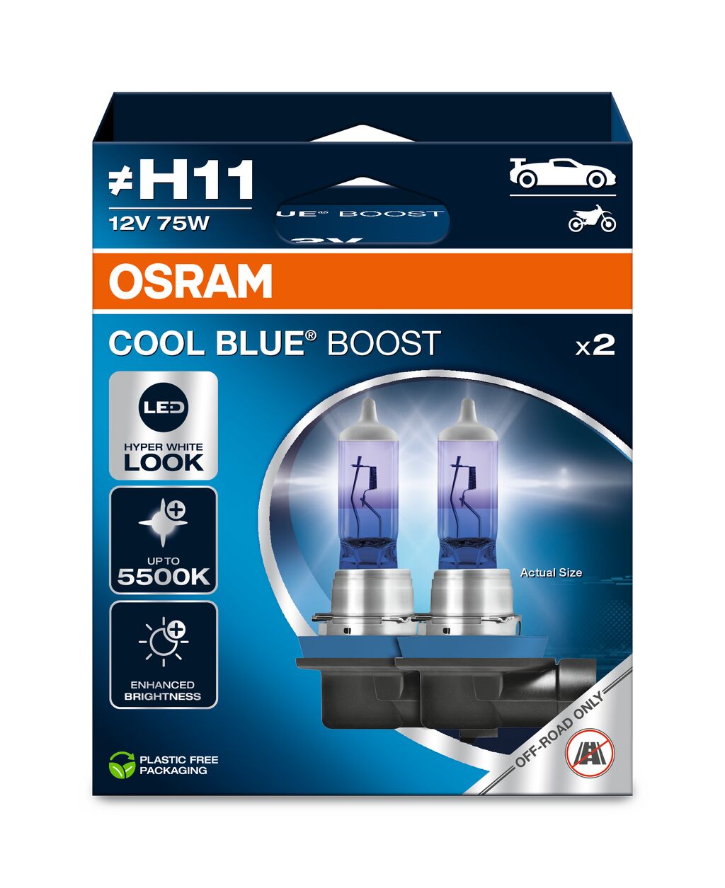 OSRAM COOL BLUE BOOST Halogeen OSRAM COOL BLUE BOOST H1 P14.5s 12V 80W DUO