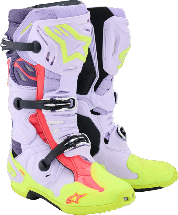 Alpinestars Tech 10 Supervented 'Alpinestars Tech 10 Supervented krossisaapad – Lilla / Neoonkollane