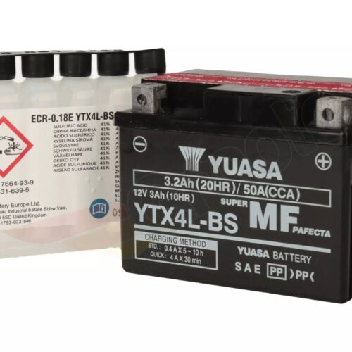 Hooldusvaba 12 V 4 Ah Yuasa YTX4L-BS aku Hooldusvaba aku 12 V 4 Ah Yuasa YTX4L-BS