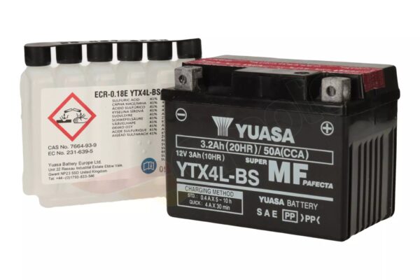 Hooldusvaba 12 V 4 Ah Yuasa YTX4L-BS aku Hooldusvaba aku 12 V 4 Ah Yuasa YTX4L-BS