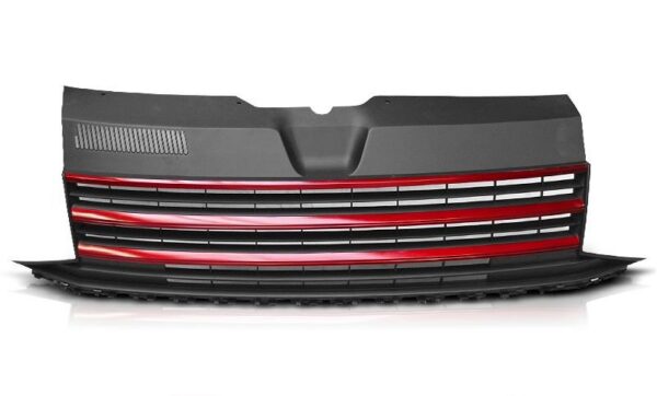 Must sportlik esivõre punaste triipudega VW T6 1 Must sportlik esivõre punaste triipudega VW T6 2016-2020